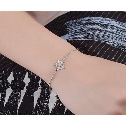 LUKENI Trendy Snowflake Silver Women Bracelets Jewelry Fashion Girl 925 Silver Anklets Bracelet Accessories Christmas Lady Gift