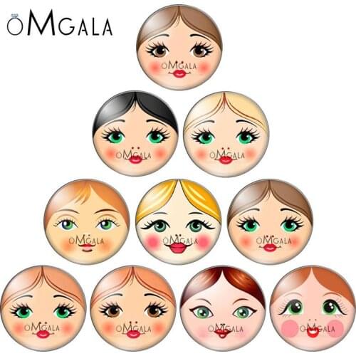 Матрёшка matryoshka Russian 10pcs mixed 12mm/18mm/20mm/25mm Round photo glass cabochon demo flat back Making findings