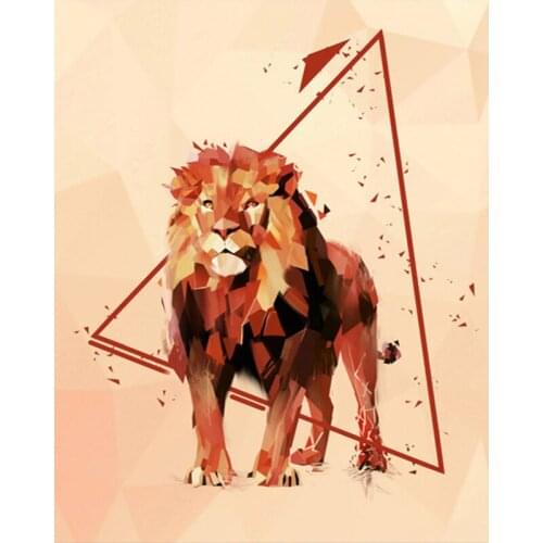 DIY Painting By Numbers Lion Kit Oil Picture By Numbers Stereo Animals Wall Art Canvas Painting Home Decoration Gift Hobby