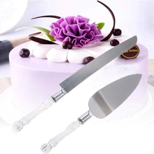 2Pcs Stainless Steel Cake Shovel Set Bread Pizza Knife Dessert Pie Fondant Divider Cutter Spatula Baking Tool for Wedding Birth