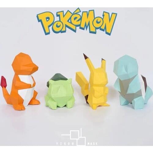 Curiosity DIY 3D Cartoon Toy Pokemon Pikachu Animal Model Cardboard Gift for Children Adult