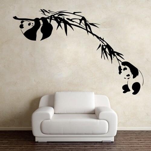 Panda Play On Bamboo Wall Decals Kids Room Baby Nursery Asian Animal Forest Jungle Panda Vinyl Stickers Bedroom Roommates Z365