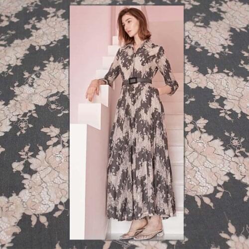 Pearlsilk Grey Pink Eyelash Lace Fabrics 1.6meter Size 100%Polyester Material Autumn Women’s Dress The Sewing Cloth Freeshippin