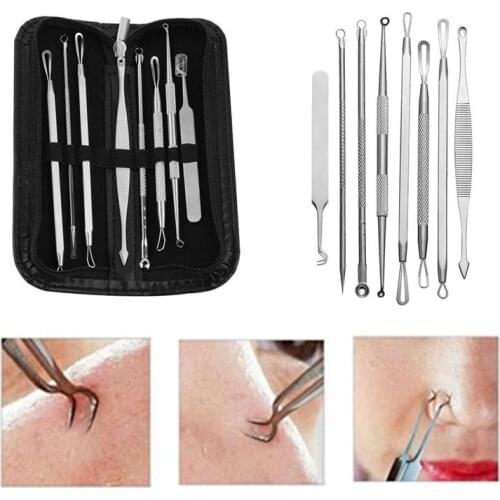 Professional Black head Remover Tool Kit Stainless Steel Blackhead Acne Comedone Pimple Blemish Extractor Beauty Tool