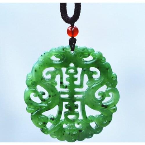 Drop Shipping 100% Natural HETIAN Nephrite Carved Chinese Dragon Pendant Necklace Lovers jades Jewelry free rope chain