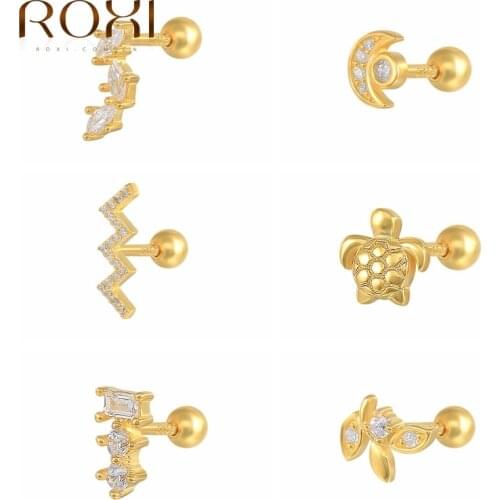 ROXI 1pcs White zircon Stud Earring For Woman Girl 925 Sterling Silver Jewellery Irregular Piercing Earrings Puncture Pendientes