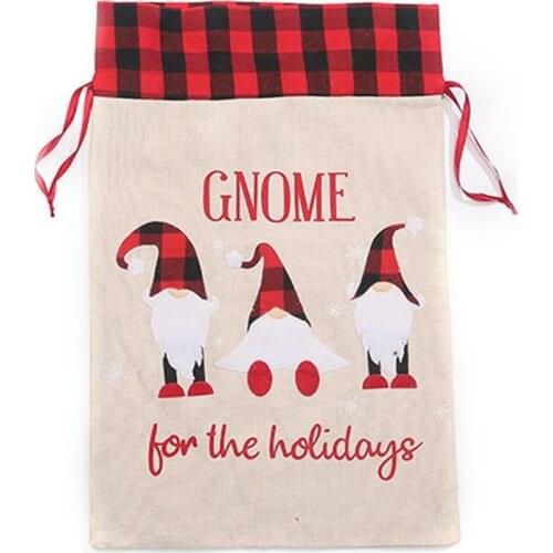 Christmas Supplies Large Printed Letters Forester Gift Bag Drawstring Gift Packaging Bag Children Candy Bag