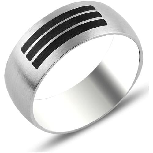 Silver 925 Sterling Steel Ring
