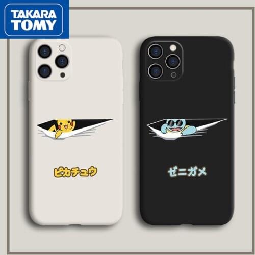TAKARA TOMY Pokemon Pikachu Cartoon Silicone Phone Case for IPhone 6S/7/8P/X/XR/XS/XSMAX/11/12Pro/12min Phone Couple Case Cover