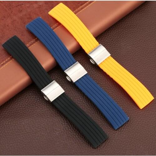 Blue 20mm 22mm 24mm Silicone Band Soft Replacement Strap Fashion Bracelet Sports Rubber Watchband cinturino orologio Accessories