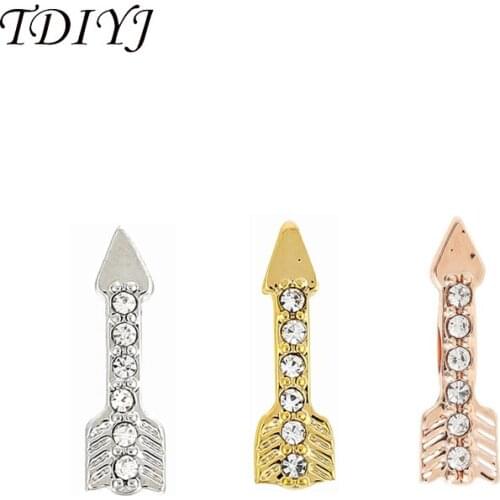 TDIYJ New Crystal Slide Arrow Charms Keeper fit Stainless Steel Mesh Bracelets Keeper for Women Jewelry Accessories 12pcs/lot