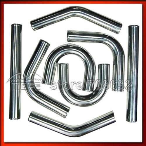 Universal Turbo Intercooler Piping Kit 2.25" Chrome Aluminum Pipe 8PCS/KIT