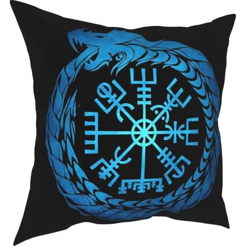 Vegvisir Jormungandr World Serpent Square Pillow Case Throw Pillow Vikings Casual Pillowcover Home Decor
