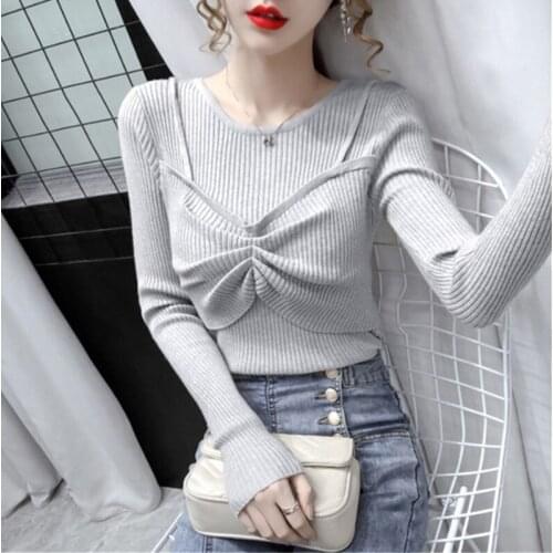 2020New Spring Autumn Korean Women O-Neck Sweater Long Sleeve Casual Knit Sweater Female Fashion All-Match Solid Color Pullovers