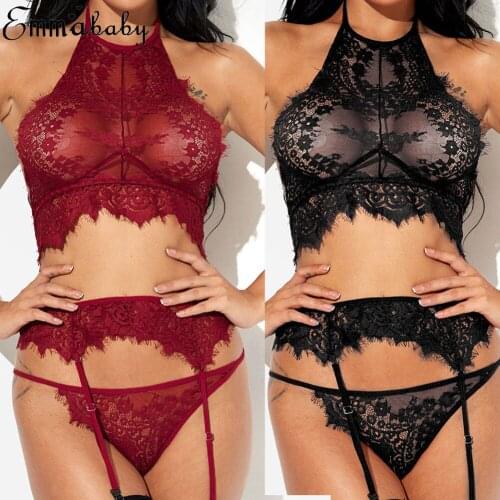 Women Sexy Lingerie Extotic Apparel Nightgown Babydoll Garter Underwear Lace Bra Nightwear Set Sleepwear