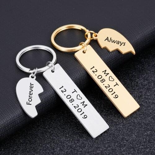 1 Pair Gift Custom Boyfriend Key Chain for Women Men Couple with Heart Keychain Gifts for Husband Wife Girlfriend Valentines Day