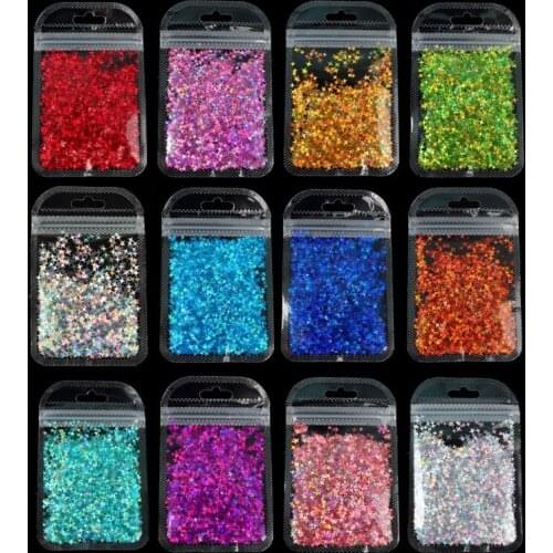 12 Colors Holographic Nail Glitter Flakes Chunky Glitter Epoxy Resin Festival Chunky Star Butterfly Mixed Sequins 2g Per