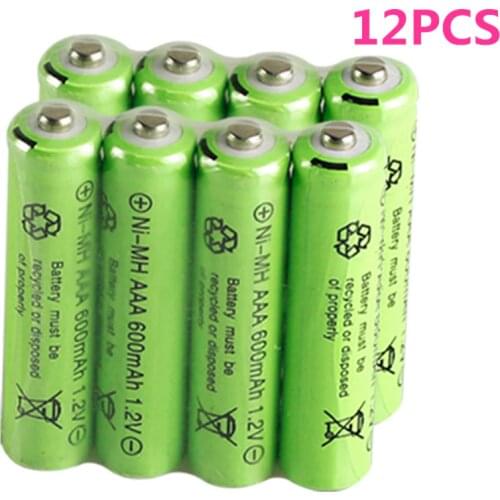 12PCS 1.2v 600mAh AAA remote control toy rechargeable NI-MH rechargeable battery AAA 1.2V 600mAh free shipping