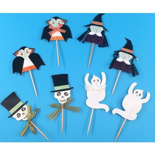 12pcs Baby Shower Birthday Party Supplies Favors Picks Kids Halloween Cupcake Toppers Decoration