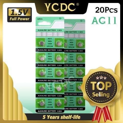 20pcs/pack LR721 362 AG11 Button Battery SR721 162 Cell Coin Alkaline Batteries 1.55V For Watch Toys Remote