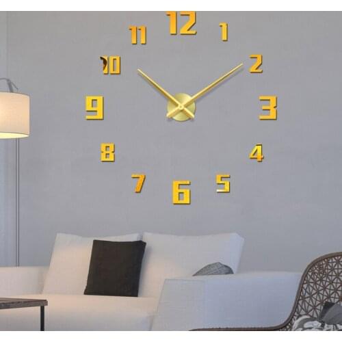 48 Inches New Large Clock Watch Wall Clocks Horloge 3D DIY Acrylic Mirror Stickers Home Decoration Living Room Quartz Needle