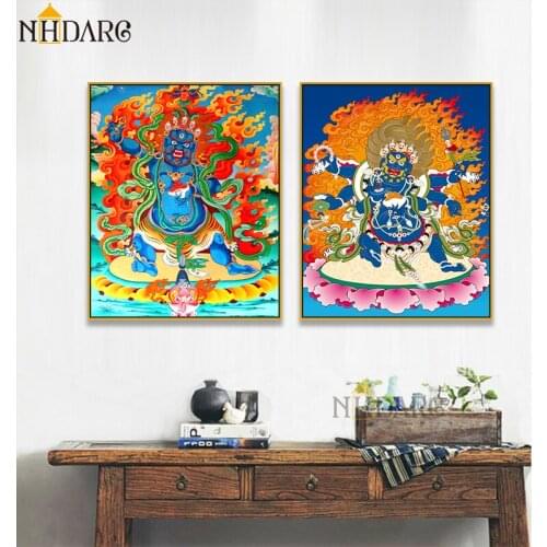 Buddha Religious Belief Thangka Yamantaka Posters and Prints Canvas Art Painting Wall Picture for Living Room Hallway Home Decor