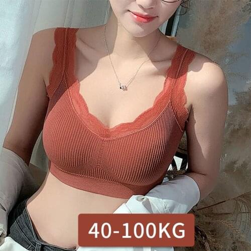 Sexy Lace Bras For Women Plus Size Without Bones Underwire Push Up Sports Vest Tank Top Pads Invisible Back Bra Without Cups