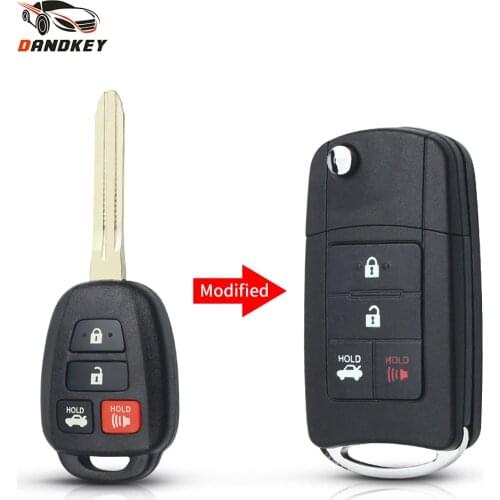 Dandkey For Toyota CAMRY Corolla 2012 2013 2014 2015 Modified Flip Remote Car Key Shell TOY43 Uncut Blade Fob 3+1 4 Buttons Case