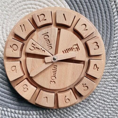 Kids Learning Clocks Time Minute Cognition Toys Preschool Nordic Wood Toys Teaching Aids Montessori Educational Natural Wood Toy