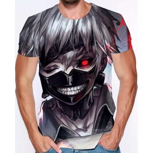 3D Print T Shirts Tokyo Ghoul T-shirt Men Tees Summer Tshirts Casual Streetwear Harajuku Tops Anime Clothes Male Cool Tshirt
