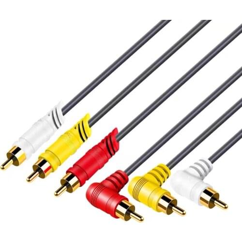 RCA Cable,90-degree 3RCA To 3RCA Composite Video Audio A/V AV Y Splitter Cable Compatible with Set-Top BoX,Amplifier,DVD Player