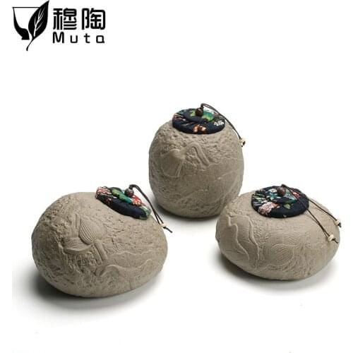 Iron Scale Glaze Ceramic Tea Jars Japanese Style Tea Caddy Vintage Kung Fu Tea Set Hand Made Storage Containers stash box weed