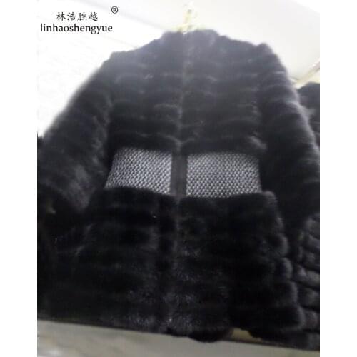 Linhaoshengyue Real Mink Elastic Fur Coat