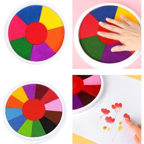 Non-toxic Colors Craft Ink Pads Stamp for Kids Hand Finger Painting DIY Creative Drawing Coloring Craft Party Game Toys
