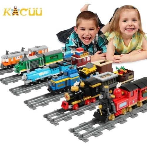 Newest City Train Blocks DIY Construction Building Blocks Tracks Rail Model Building Bricks Educational Toys For Children Gift