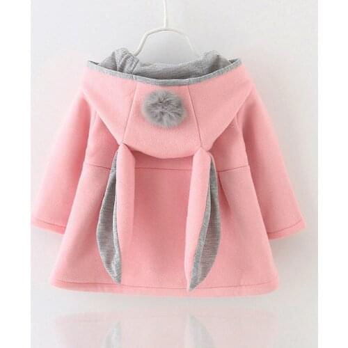 0-3 years old autumn and winter new girl sweater cute rabbit ears hooded jacket baby padded jacket girls autumn clothing