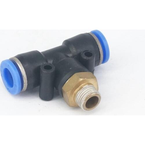1/8" BSP Male- Fit 8mm O/D PU Tube Pneumatic Tee 3 Way Push In Connector Quick Release Air Fitting 0.8 Mpa