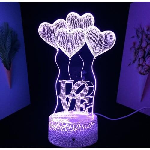 Valentines Day Gifts 3D LED Night Light for Wedding Home Room Decor Proposal Atmosphere Light Boy Friend or Girl Remote Gift