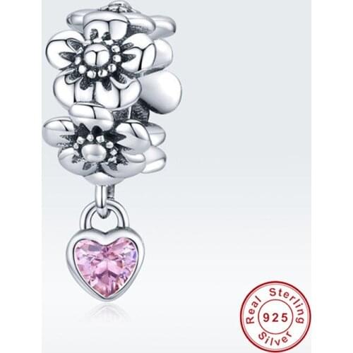Fit Europe Snake Bracelet Sterling Silver 925 Heart Pendant Flower Charm Woman Romantic Exquisite Gift Jewelry Making diy