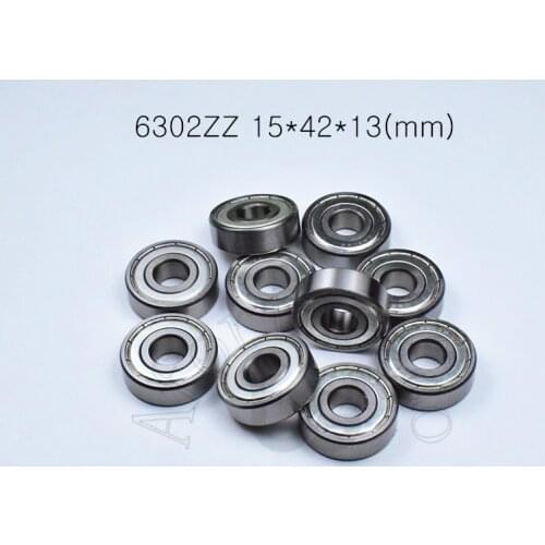 6302ZZ 15*42*13(mm) 1Piece free shipping bearings ABEC-5 metal sealing type bearings 6302 6302Z 6302ZZ chrome steel bearing