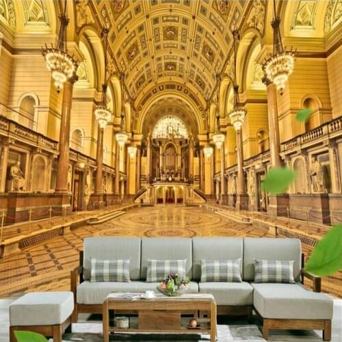Custom Photo 3D Wall Murals Wallpaper European Style Golden Palace Classic Mural Hotel Hall Living Room Sofa TV Background Paper