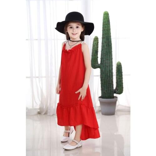 Explosion models summer fashion new stitching dress long in the big girl solid color casual female baby strap straight ski