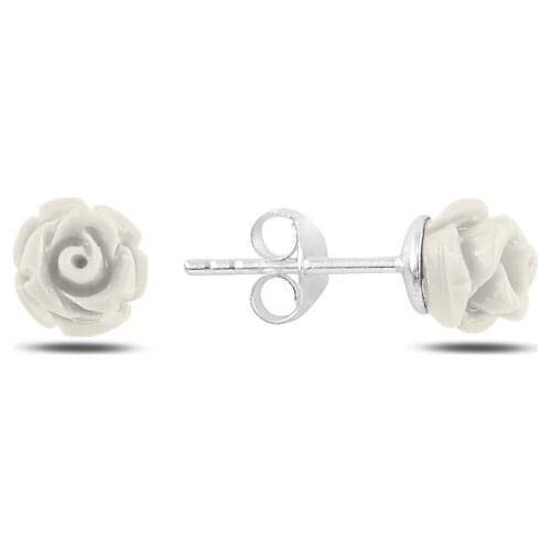 Silver 925 Sterling Rose Figured Earrings
