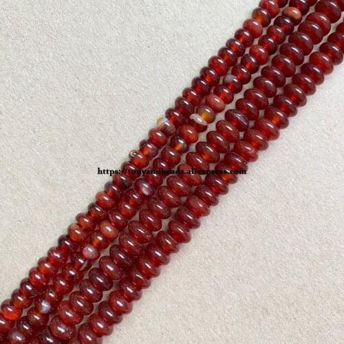 2lots more 10% off ! Natural Stone Smooth Rondelle Red Agate 7" Loose Beads 4X6 5X8mm Pick Size For Jewelry Making DIY