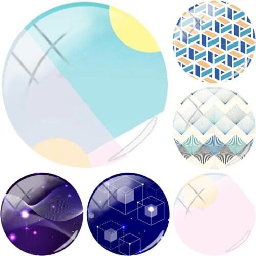 Mixed Geometric Pattern 12/15/16/18/20/25/30 Mm Glass Cabochon Art Handmade Printed Photo Jewelry Diy Accessories Wl442