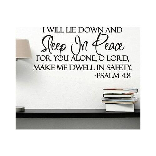 Sleep In Peace Bible Verse Decor Vinyl Wall Decal Quote Sticker Inspiration Lettering Sayings Words Wall Stickers Home Decor