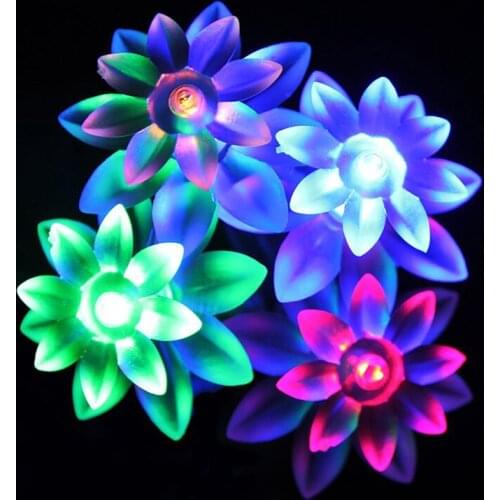 4.8m 20 Lotus Solar LED String Lights Luces Navidad Solar Powered Fairy Lights For Garden Outdoor Christmas
