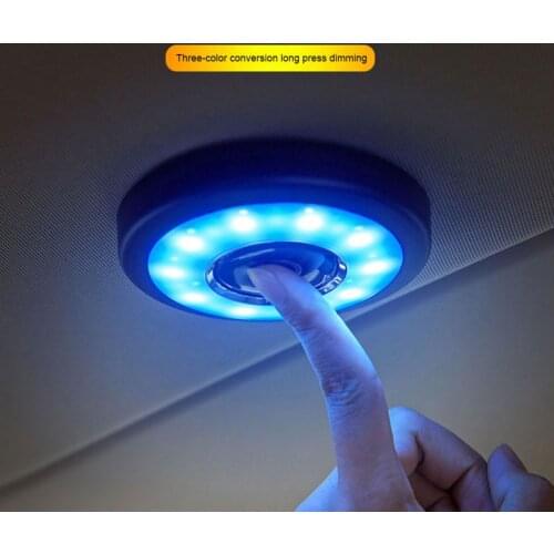 USB Charging LED Light Portable Round Universal Rechargeable Wireless Interior Reading Lamp Touch Type Car Interior Night Light