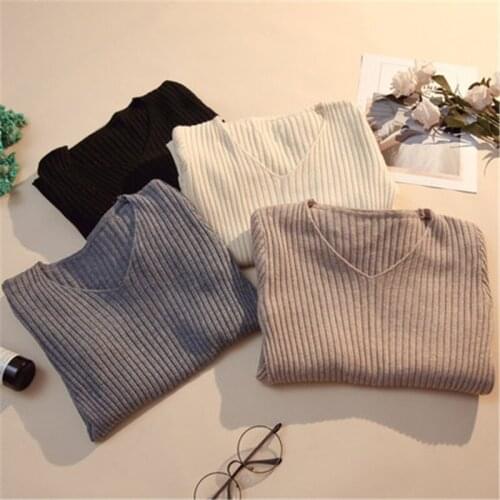 Sweater Womens 2020 Autumn Winter Knitted Pullovers New all-match Slim V-neck Bottoming Sweater Long-sleeved Tight Top M799