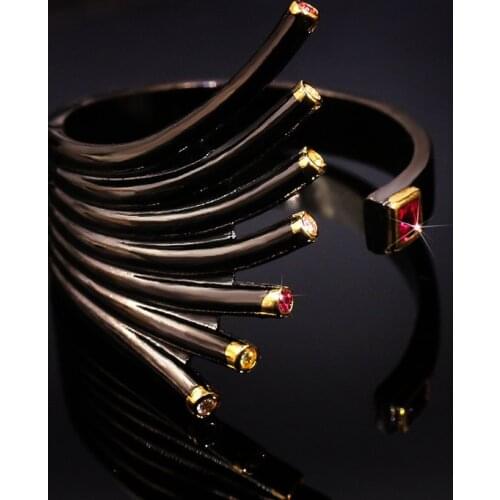 Unique design new silver inlaid dragon claw two-tone demon ring simple black gold ladies attending cocktail party accessories